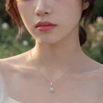 Vintage Round Halo Moissanite Pendant Necklace 925 Silver - Image 5