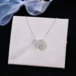 Luxury Pave Heart Moissanite Pendant Necklace 925 Silver - Image 3