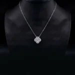 Luxury Four-Leaf Clover Shell Moissanite Pendant Necklace 925 Silver - Image 4