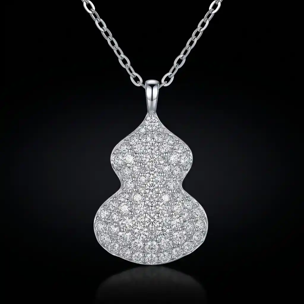 f55da251-e4da-432c-8f29-630c72eecc70 Luxury Paved Gourd Wulu Moissanite Pendant Necklace 925 Silver - Image 1