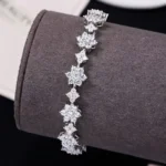 Full Blossom Moissanite Charm Bracelet 925 Silver - Image 2