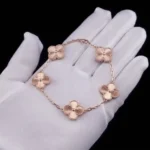 Full Laser Clover Bracelet Rose Gold 925 Silver - Image 5