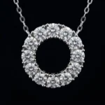 Luxury Shimmering Circle Moissanite Pendant Necklace 925 Silver - Image 2
