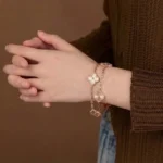 Full Laser Clover Bracelet Rose Gold 925 Silver - Image 3