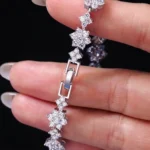 Full Blossom Moissanite Charm Bracelet 925 Silver - Image 5