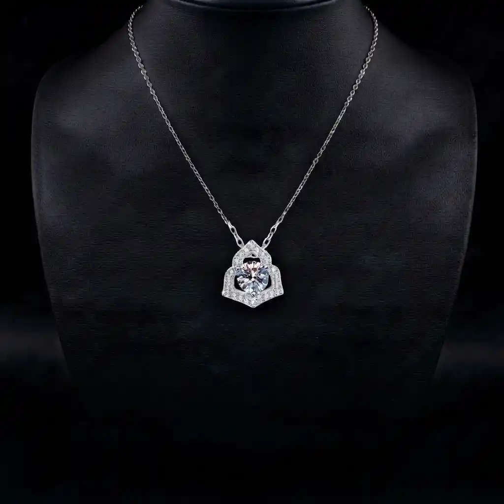 fdbdab96-3dce-445d-93d4-b134940de0c7 Luxury Fresh Floral Petal Moissanite Pendant Necklace 925 Silver - Image 1