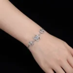 Double C Moissanite Charm Bracelet 925 Silver - Image 4