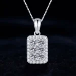 Luxury Sparkling Sugar Cube Moissanite Pendant Necklace 925 Silver